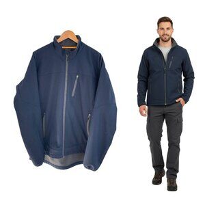 Orvis Jacket Men XL Navy Blue Gray Fleece Fishing Waterproof 2PE1 Performance